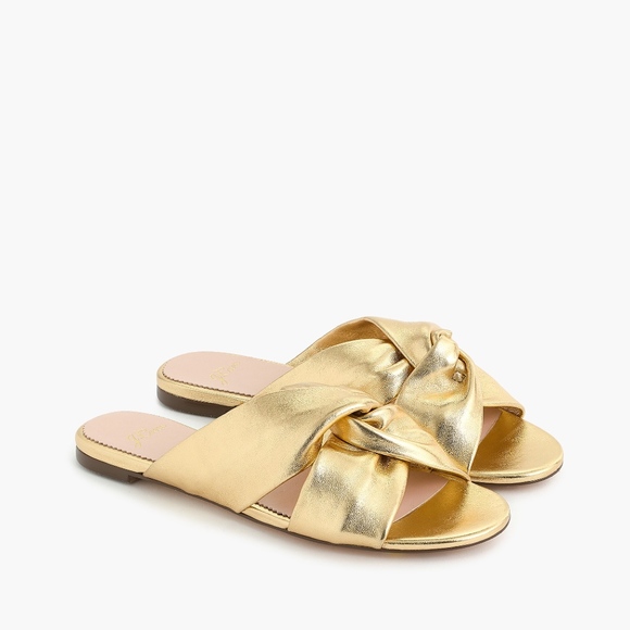J. Crew Shoes - New JCREW Knotted Leather Sandals Metallic Gold